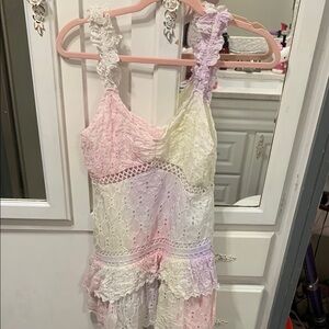 LoveShackFancy Pastel Lace Mini Dress